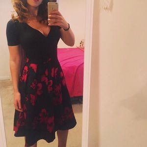 Black with red flowers skirt